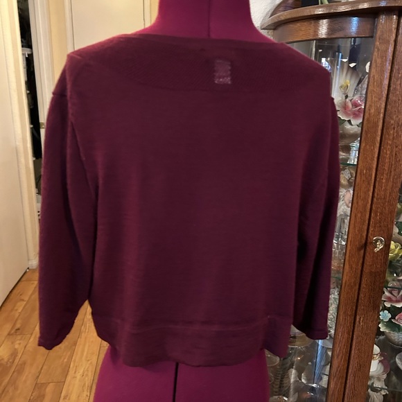 Banana Republic Burgundy Crop Style Sweater. Center Silver Button Closure. - Picture 5 of 5